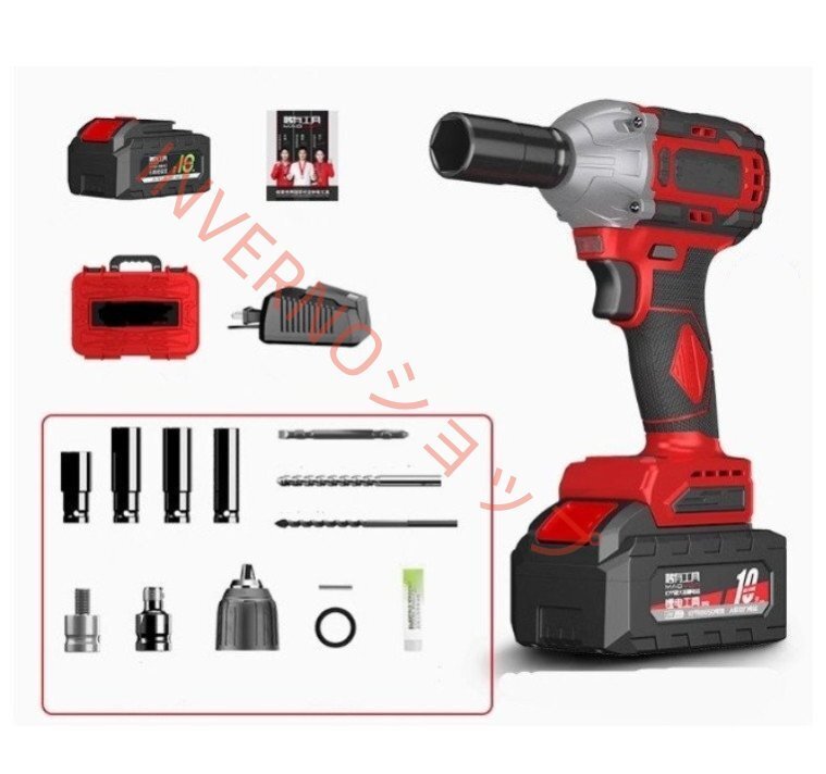 自動車修理の専門ツール*電動インパクトレンチ 充電式 バッテリー1個付き 大ねじりブラシレスモーター600N.m 正逆転両 (T158)拍卖