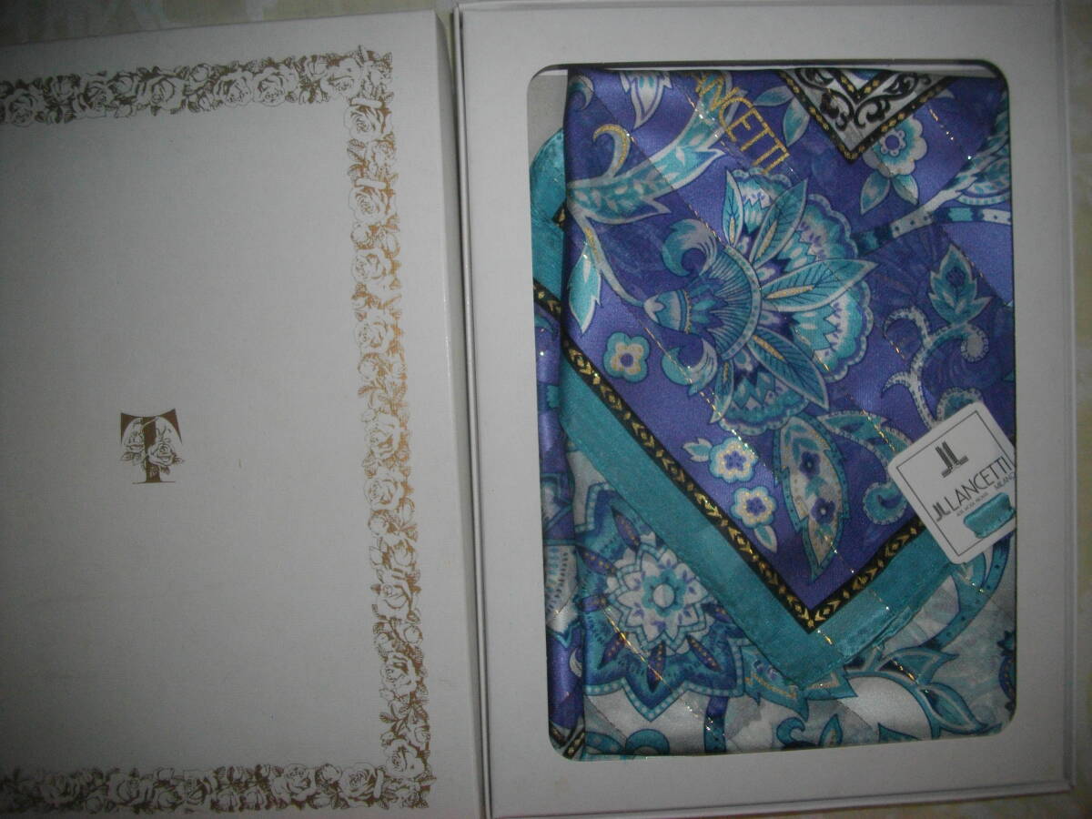 タグ付き【ランチェッティ LANCETTI】 シルク100% 大判 スカーフ ◆ スリット糸入り ストール拍卖