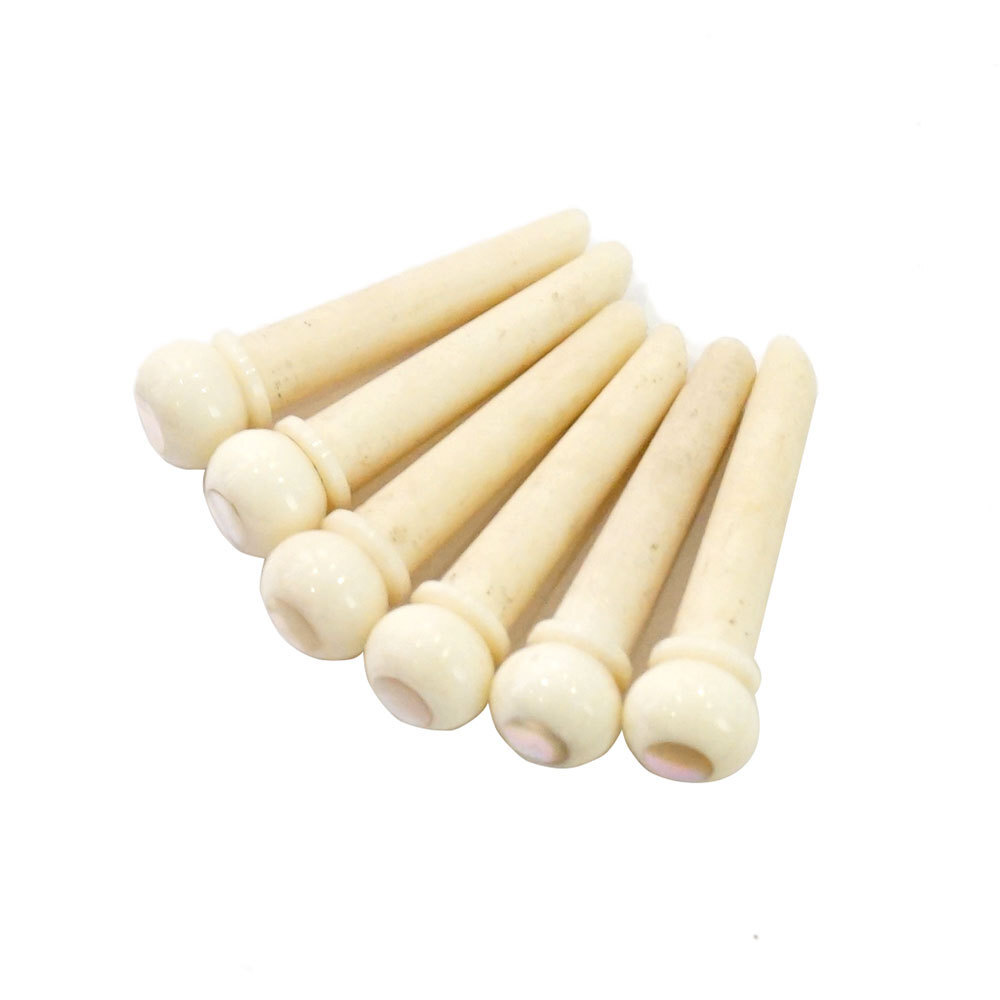 ジョンピアス ギター ブリッジピン アコギ JP-BP-AF Bone 6 Pin SET w/ABALONE Dot FrenchEye ギター 弦止めピン John Pearse拍卖