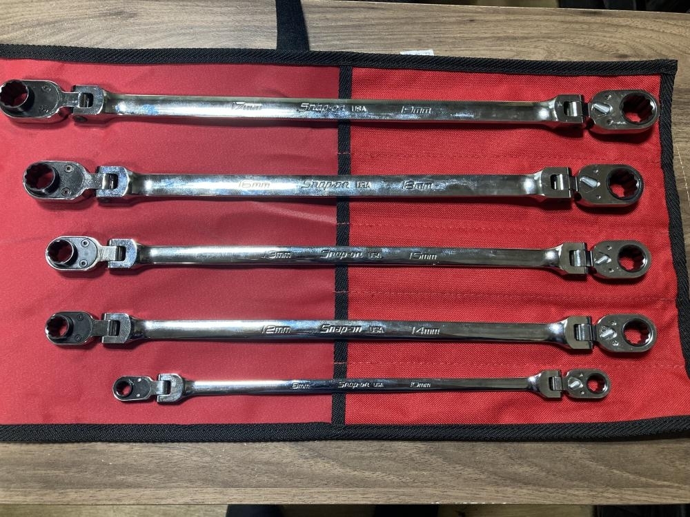 008●おすすめ品●スナップオン ロングフレックスラチェットレンチ5本 XFRRM810、1214、1315、1618、1719拍卖
