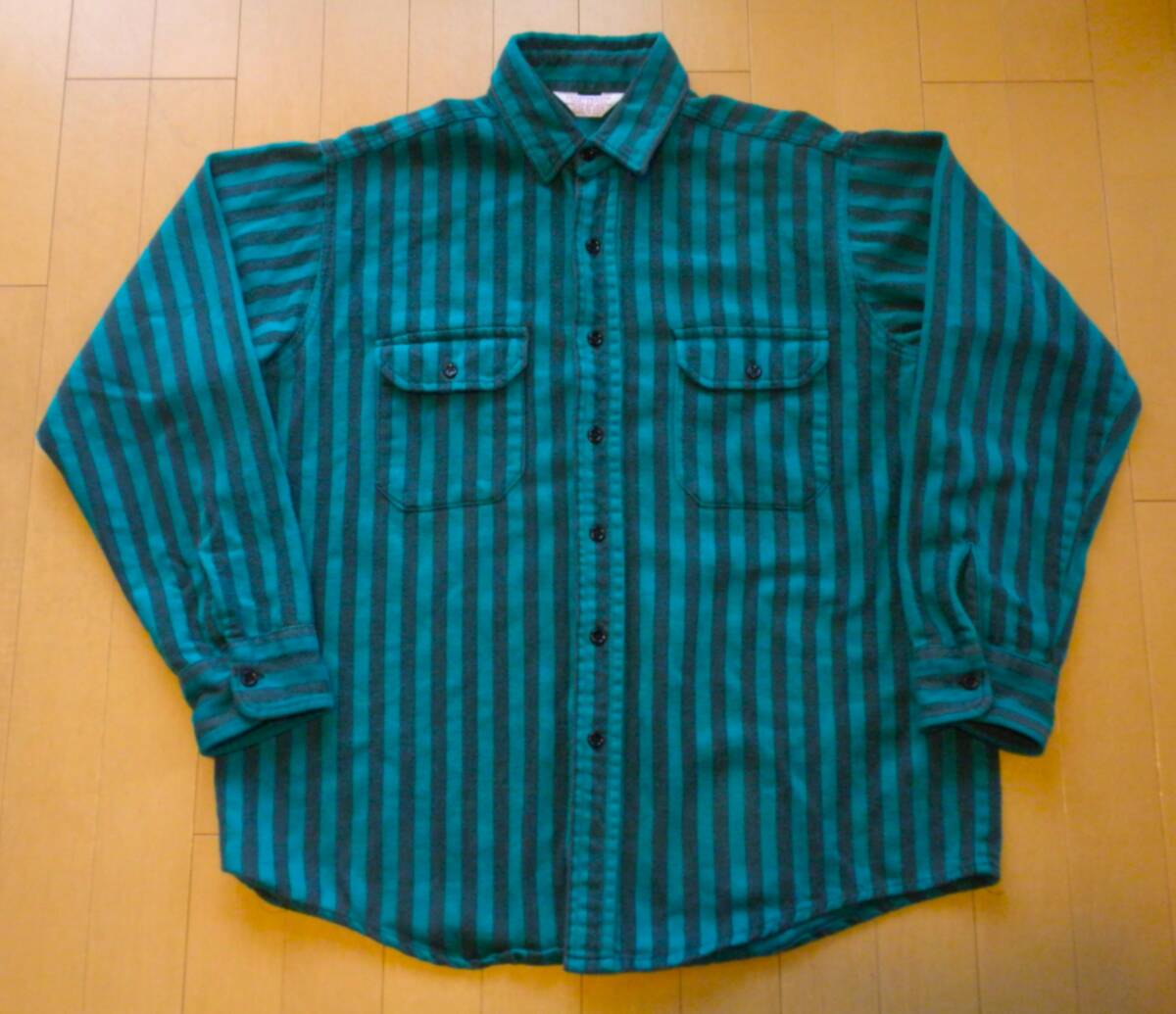 L【80's/ネルシャツ】ストライプ柄 ヘビーネル ヴィンテージ コットンシャツ 80年代 FROSTPROOOF フロストプルーフ 米国製 アメリカ 古着拍卖