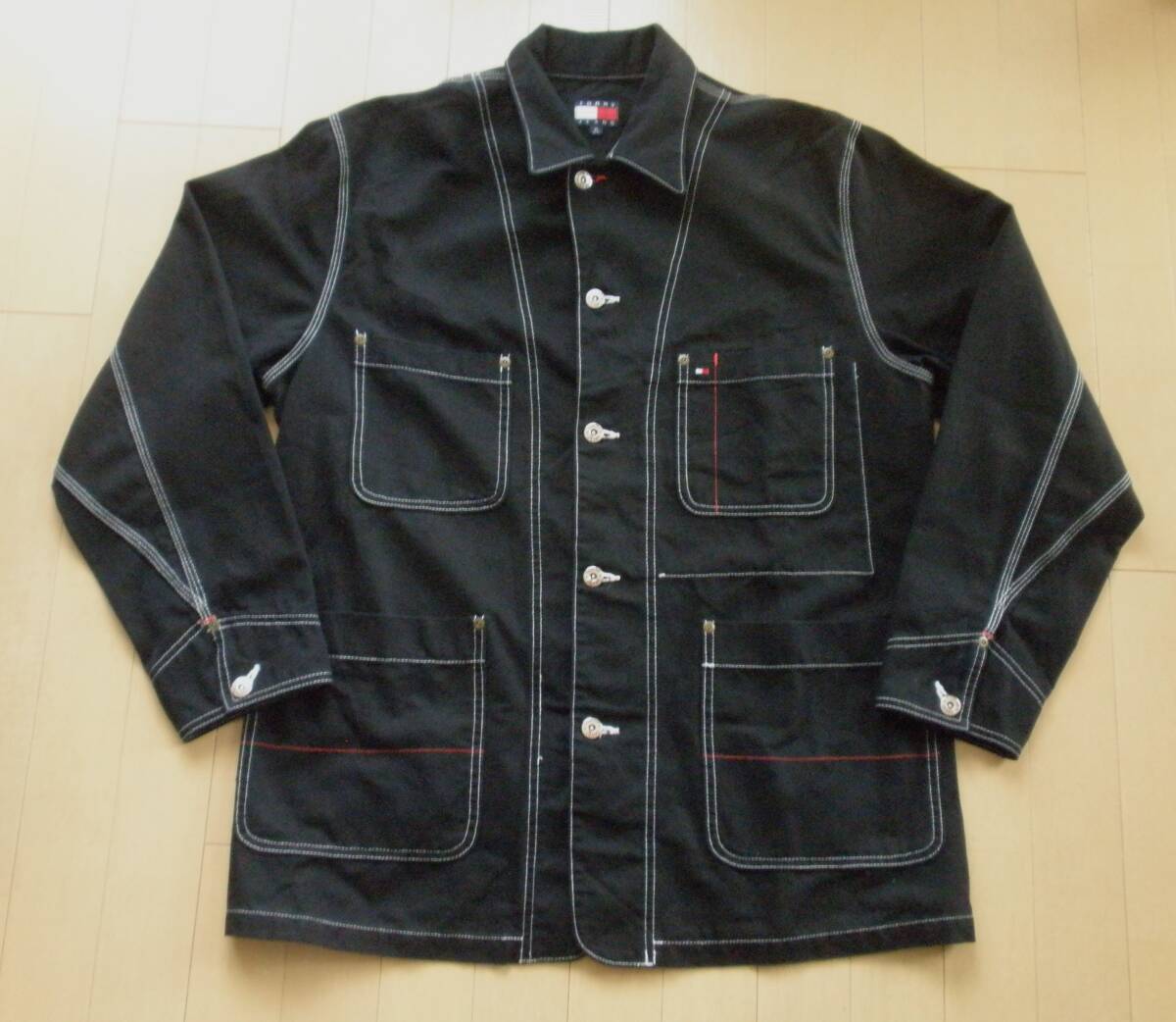 【トミージーンズ/カバーオール】TOMMY JEANS ジャケット 黒 日本製 コットン アメカジ ヴィンテージ オールド 古着拍卖