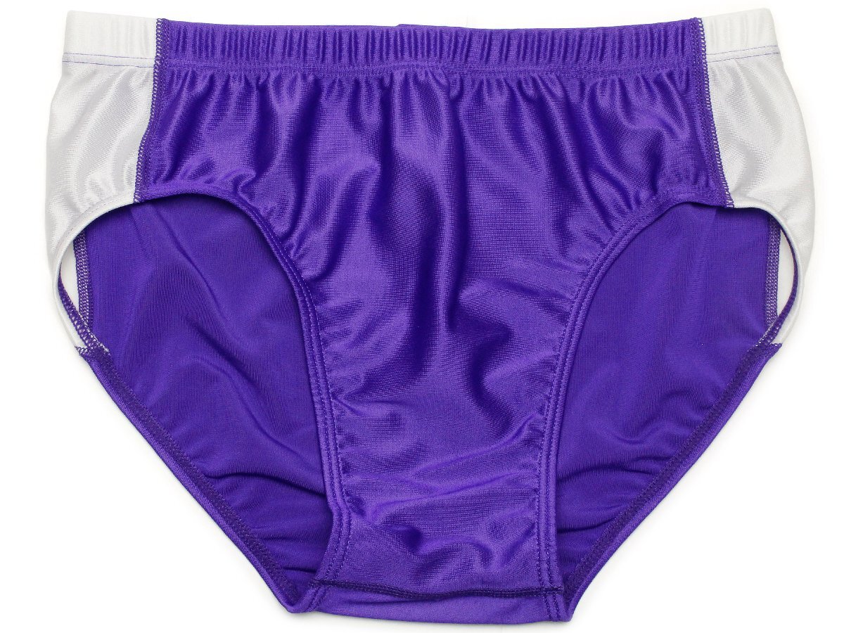 (Mサイズ)やわらか2WAY★レーシングブルマ(ライン入り)フラットシーマ縫製  陸上用  パープル BL35拍卖
