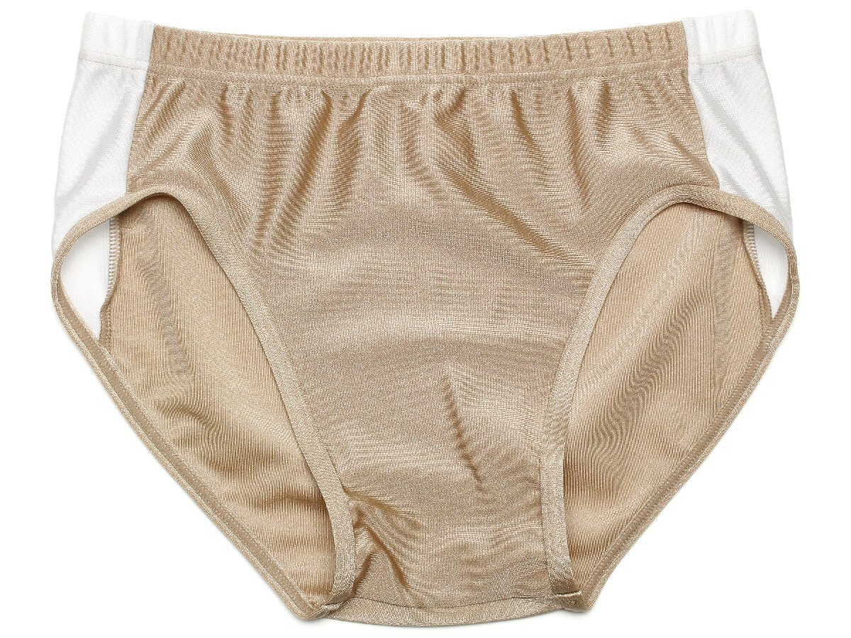 (Lサイズ)光沢ストレッチ2WAY★レーシングショーツ(ライン) 陸上用 ショーツ  モカベージュ BL25拍卖