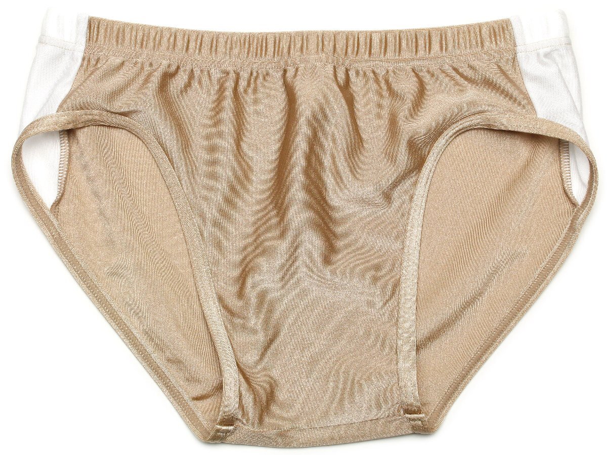 (Lサイズ)光沢ストレッチ2WAY★ローライズレーシングショーツ(ライン) 陸上用 ショーツ  モカベージュ BL27拍卖