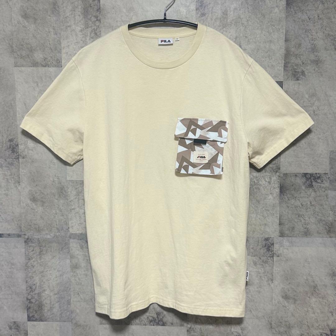 FILA ベージュ Tシャツ ポケット付き拍卖