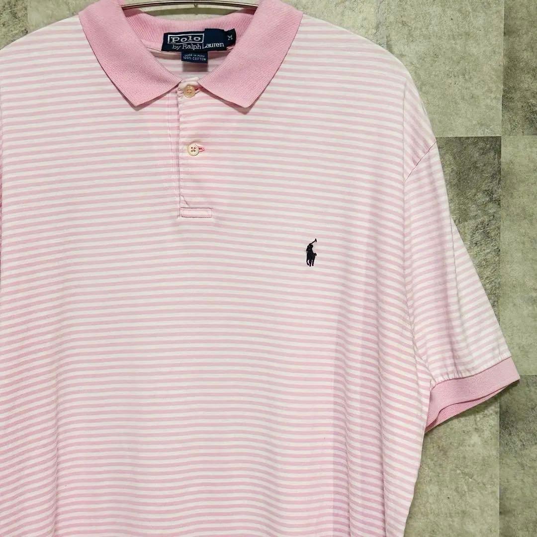 Polo by Ralph Lauren ピンク ストライプ ポロシャツ M拍卖