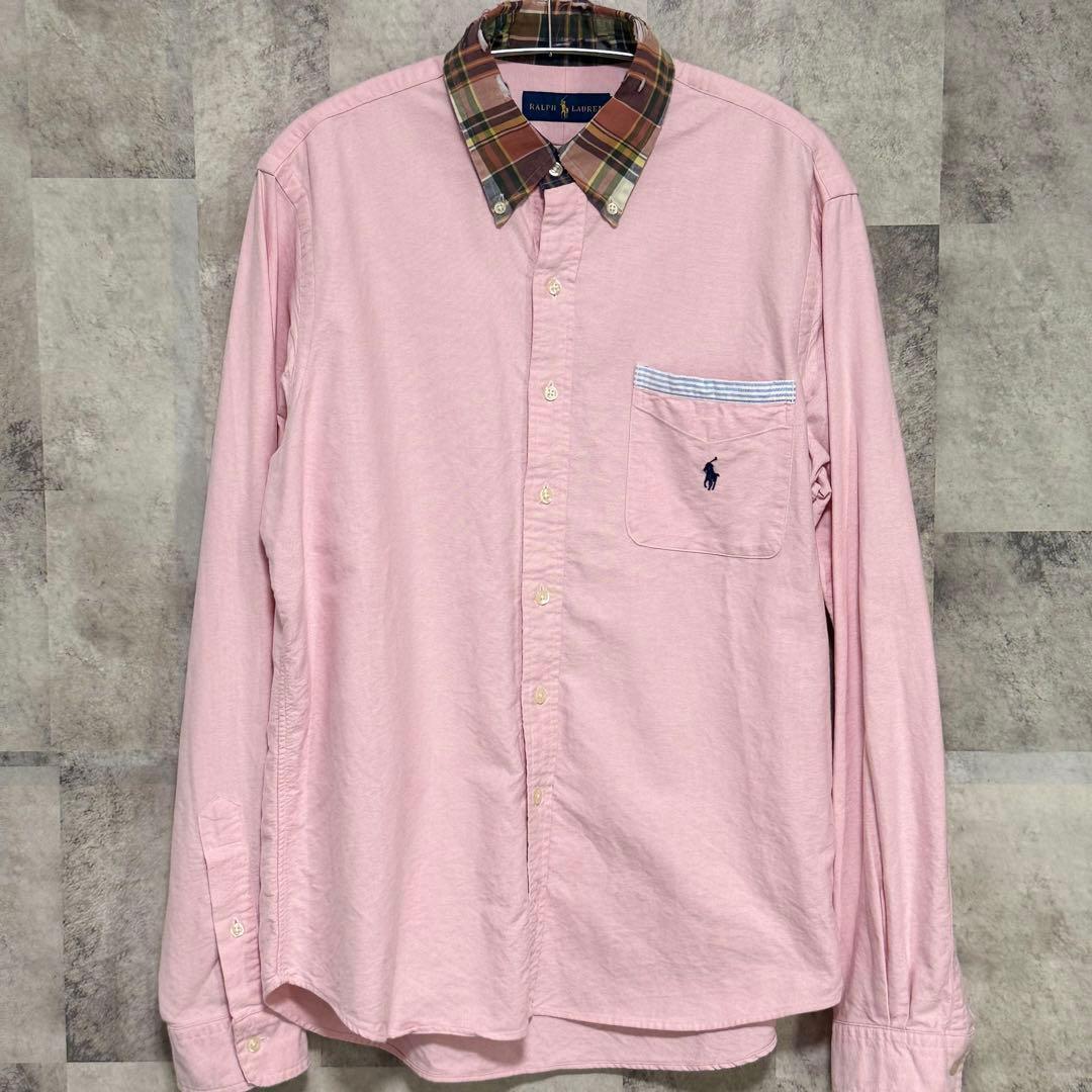 Ralph Lauren ピンク ダメージ加工 長袖シャツ M拍卖