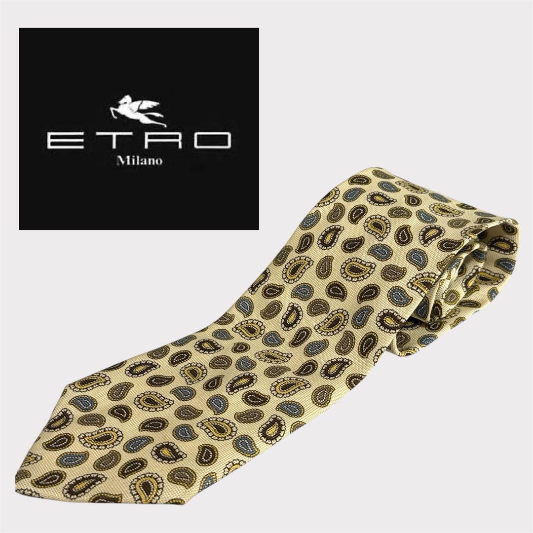 ETRO ペイズリー柄 ネクタイ ベージュ拍卖