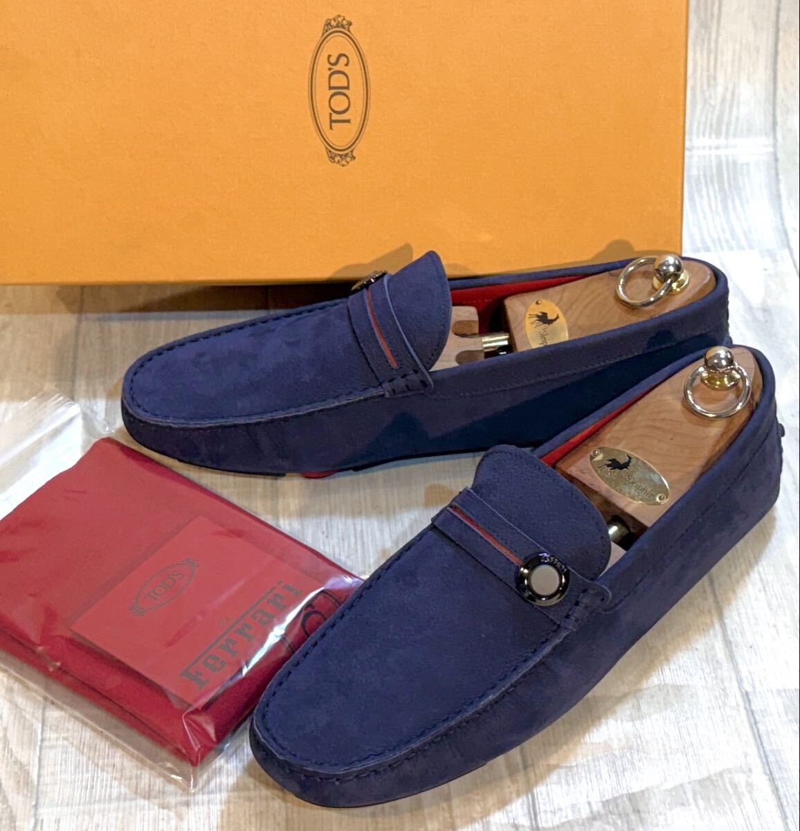 【未使用】TOD'S トッズ Ferrari フェラーリ◆28.5cm 10◆ローファー ドライビングシューズ モカシン 革靴 本革 レザー ITALY製 メンズ 紺拍卖