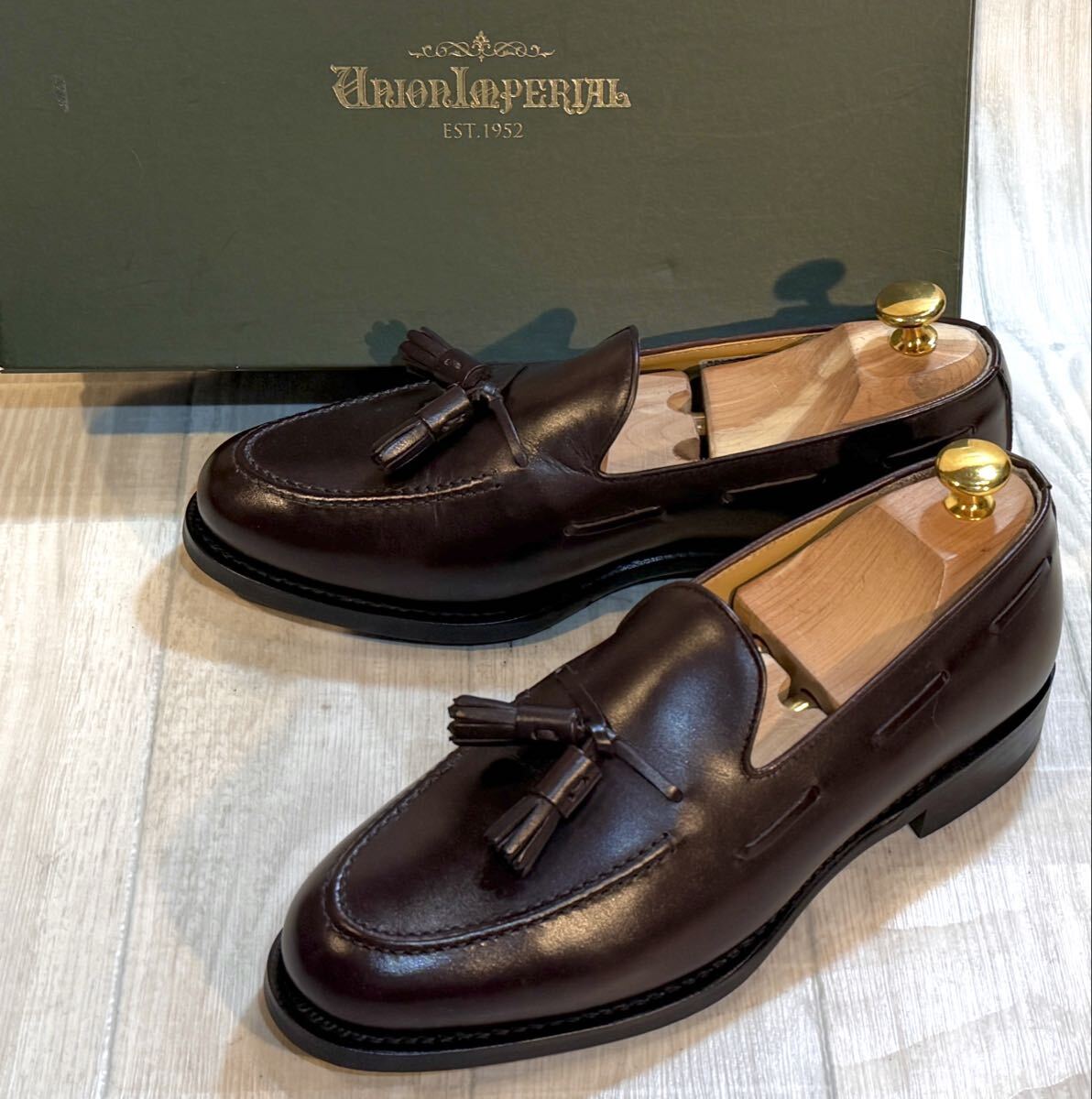 【未使用】UNION IMPERIAL ユニオンインペリアル◆24.5cm 6.5◆タッセルローファー モカシン 革靴 ビジネスシューズ ドレスシューズ メンズ拍卖