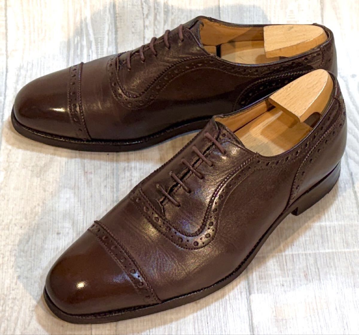 Tricker's トリッカーズ◆26cm 7.5◆パンチドキャップトゥ ストレートチップ ドレスシューズ ビジネスシューズ オックスフォード 革靴 本革拍卖