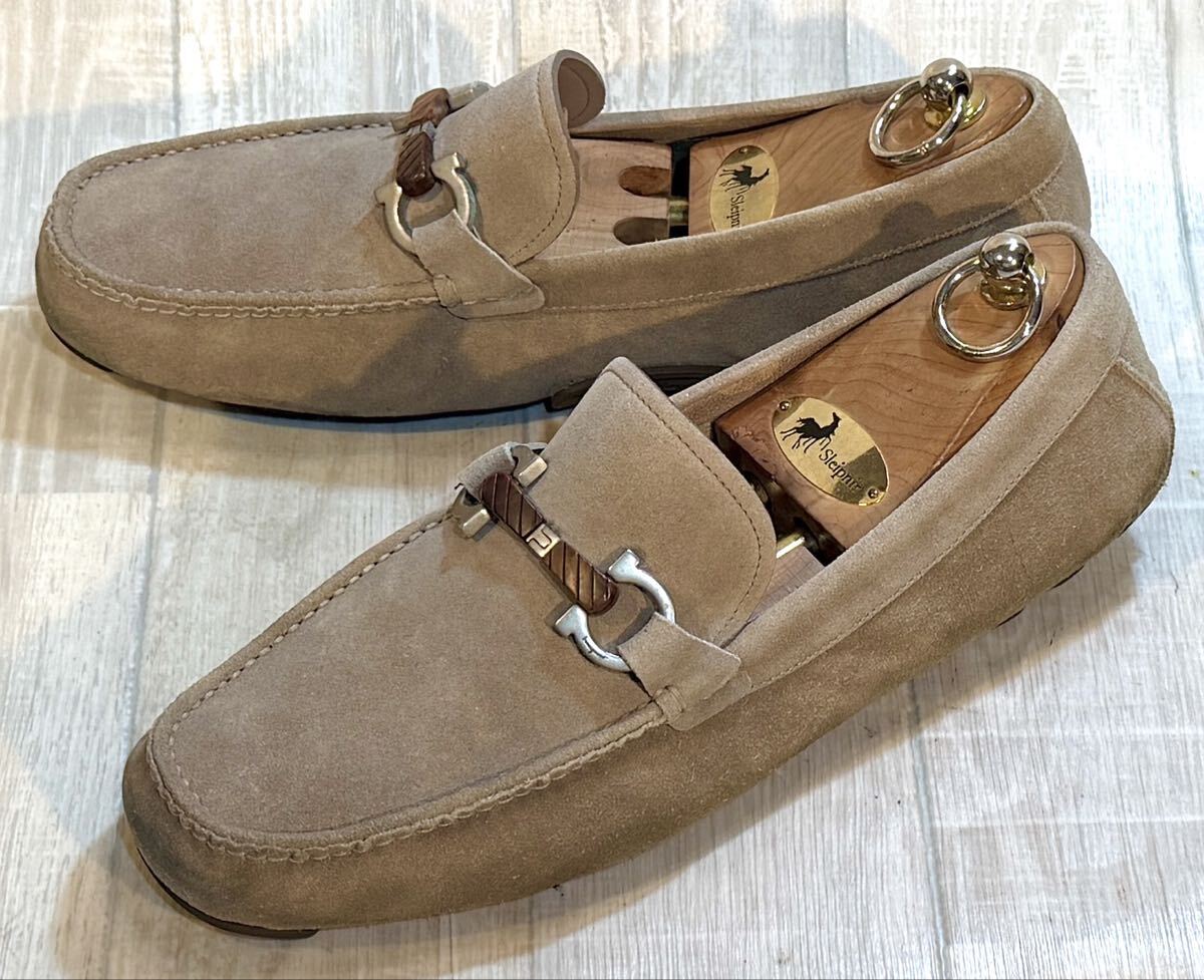 Salvatore Ferragamo フェラガモ◆27cm 9 EE◆ドライビングシューズ モカシン 革靴 本革 ビジネスシューズ ドレスシューズ 靴 ITALY製 灰色拍卖