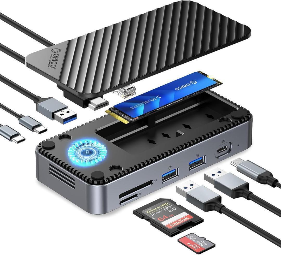 ORICO 10-in-1 USB-C ドッキングステーション & M.2 SSD NVMe/SATA両対応 外付けケース 10Gbps高速転送拍卖