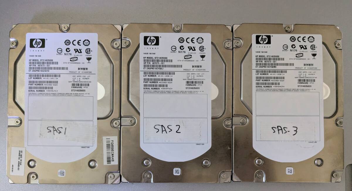 HP ST3146356SS 15K SAS 3.5インチ HDD ディスク容量 146GB 3台セット★送料無料拍卖