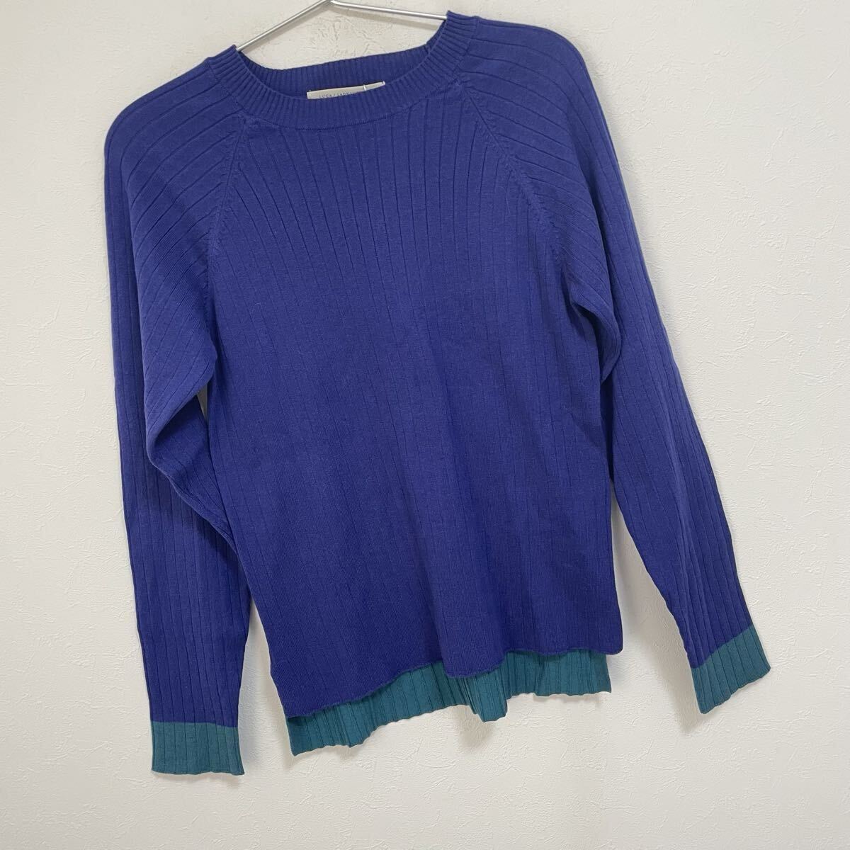 LC/LLLコットンラグラン配色ニットバイカラーリブ切替カットソールカレディラックルカ拍卖