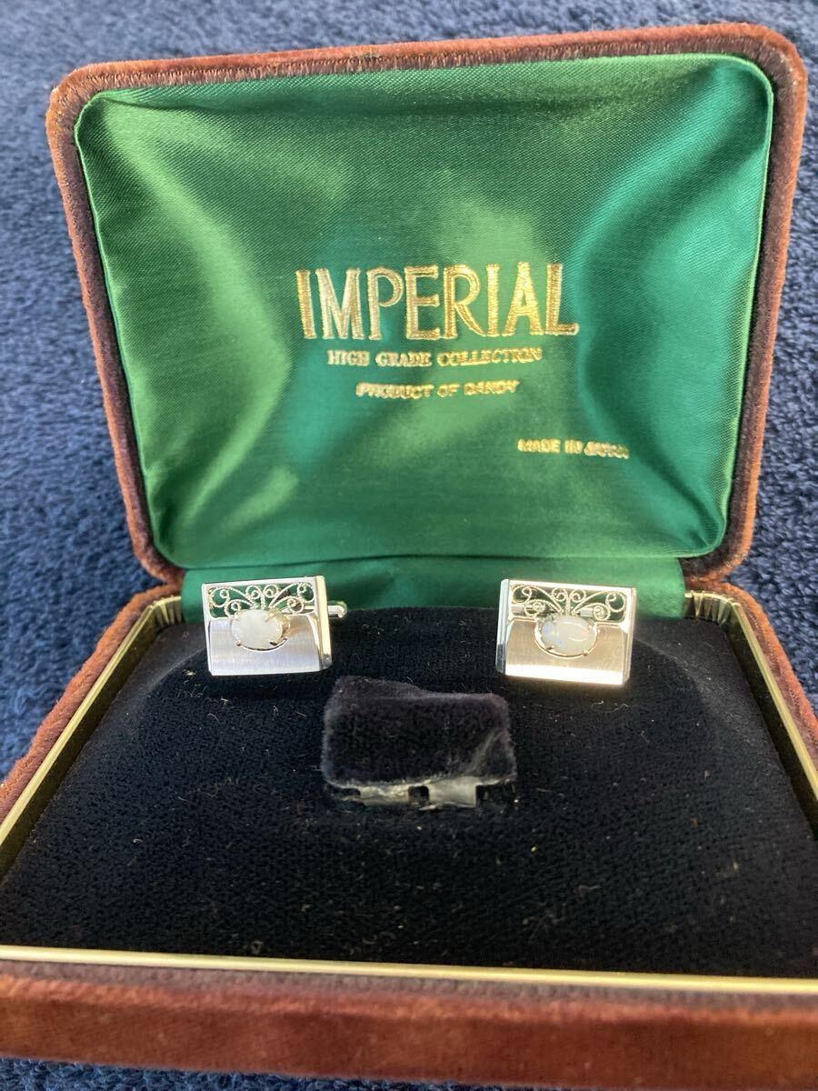 IMPERIAL HIGH GRADE COLLECTION カフスボタン シルバー色 天然石が装飾 細かい装飾が施されている アクセサリー エレガント 箱付拍卖