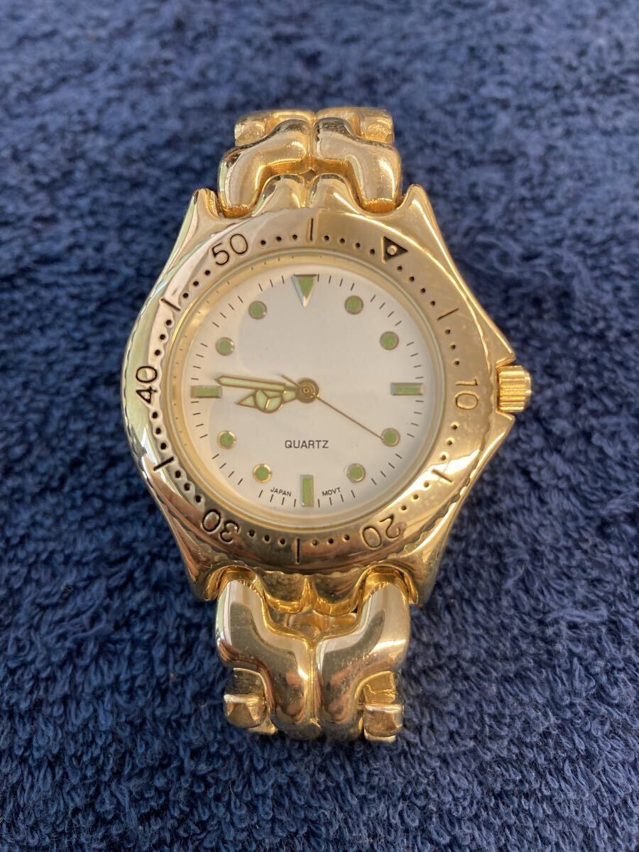 1円出品!! メンズ 腕時計 動作未確認商品 ジャンク品 ゴールドカラー G-115拍卖