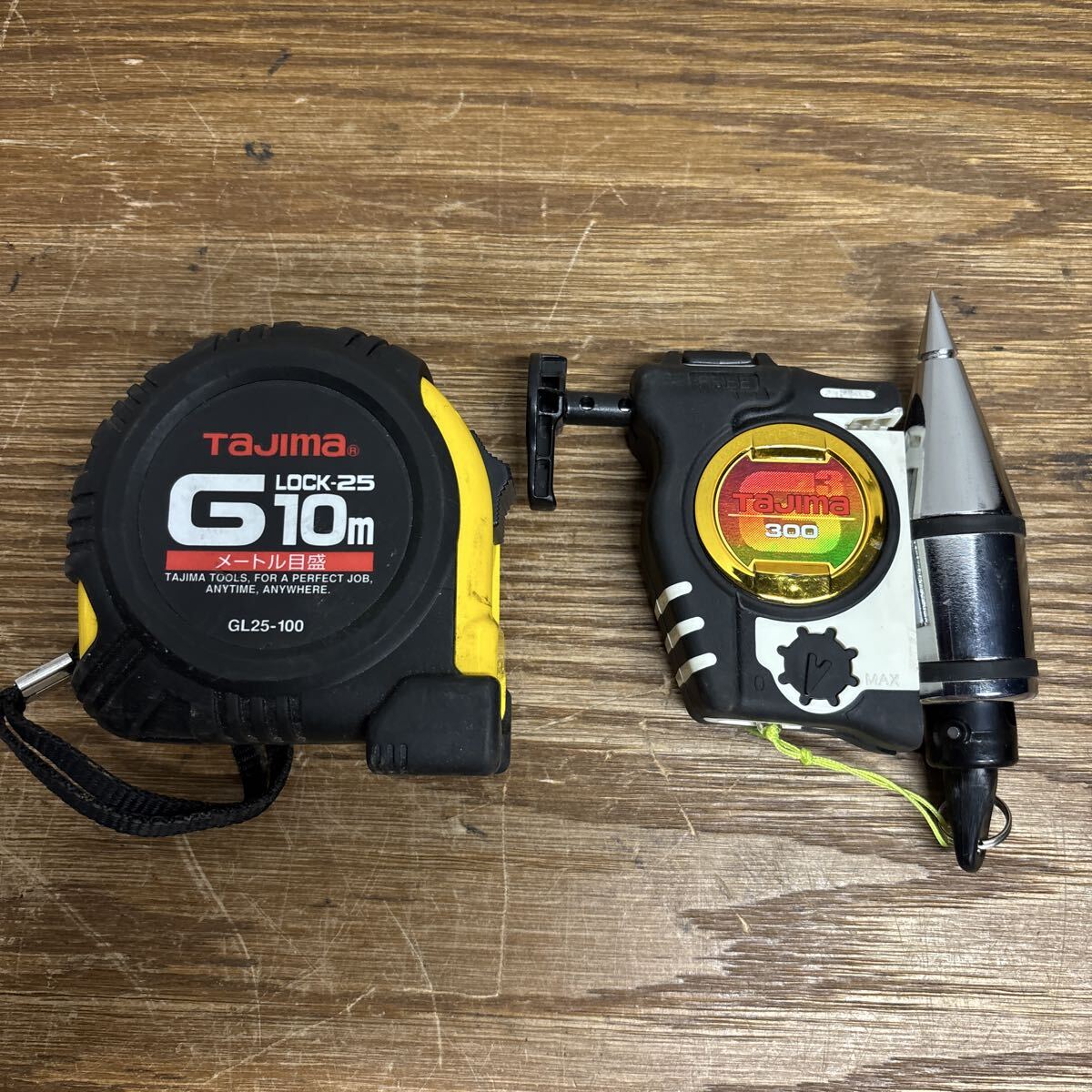 UTN876【セット売り★】Tajima タジマ スケール メジャー GL25-100 10m 25mm幅 下げ振り パーフェクトキャッチ PCG3-300QB拍卖