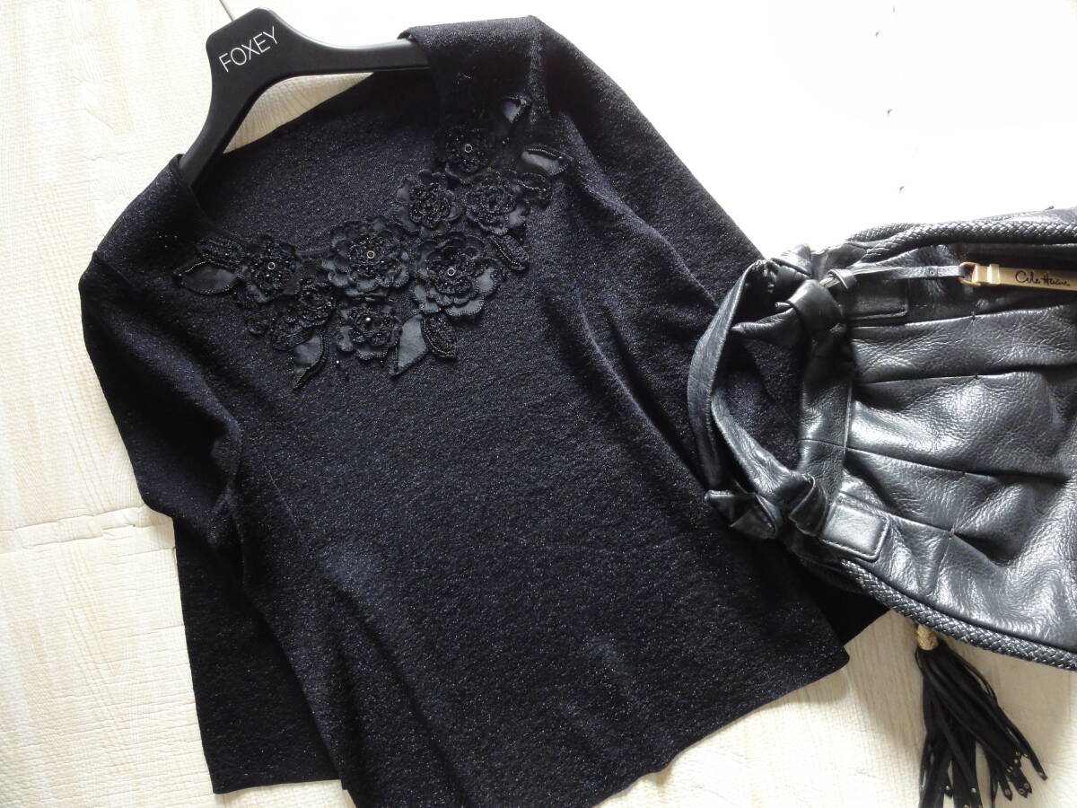 美品・Leilian・レリアン・豪華刺繍&ビジュー・ニット・大きいサイズ17+拍卖