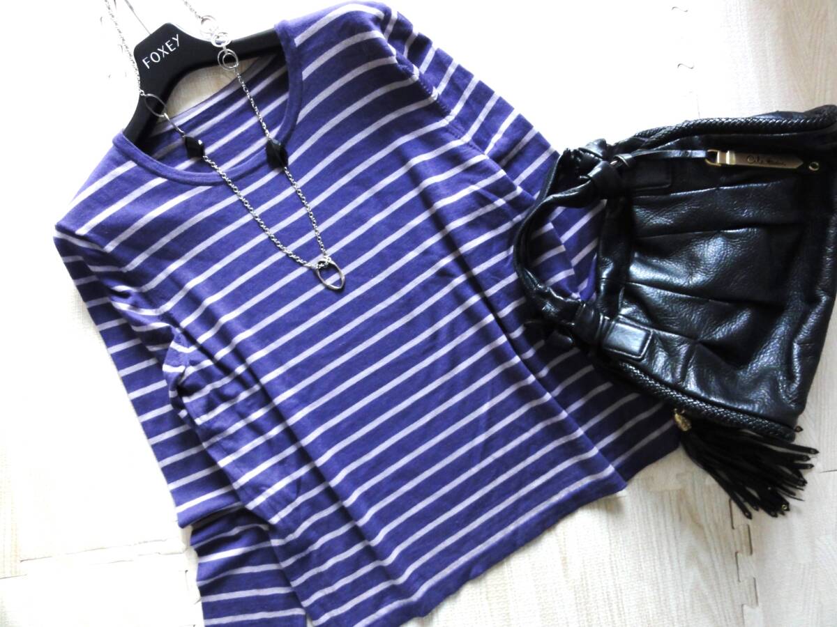 美品・Leilian・レリアン・ウール100%・ハイゲージボーダーニット・大きいサイズ13+拍卖