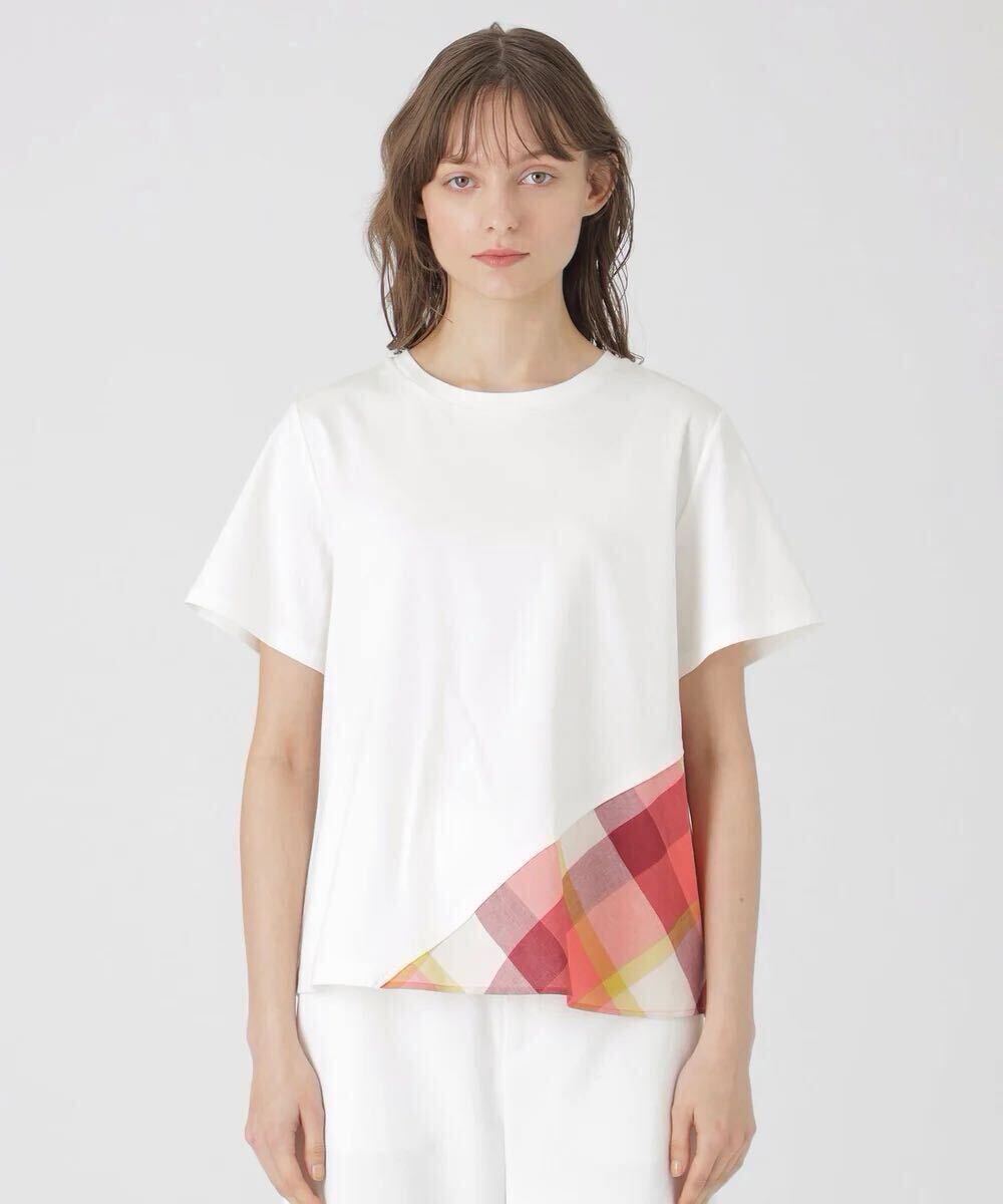 新品 未開封 コンパクトピマスムースバイアスチェックTシャツ ブルーレーベルクレストブリッジ 半袖Tシャツ38拍卖