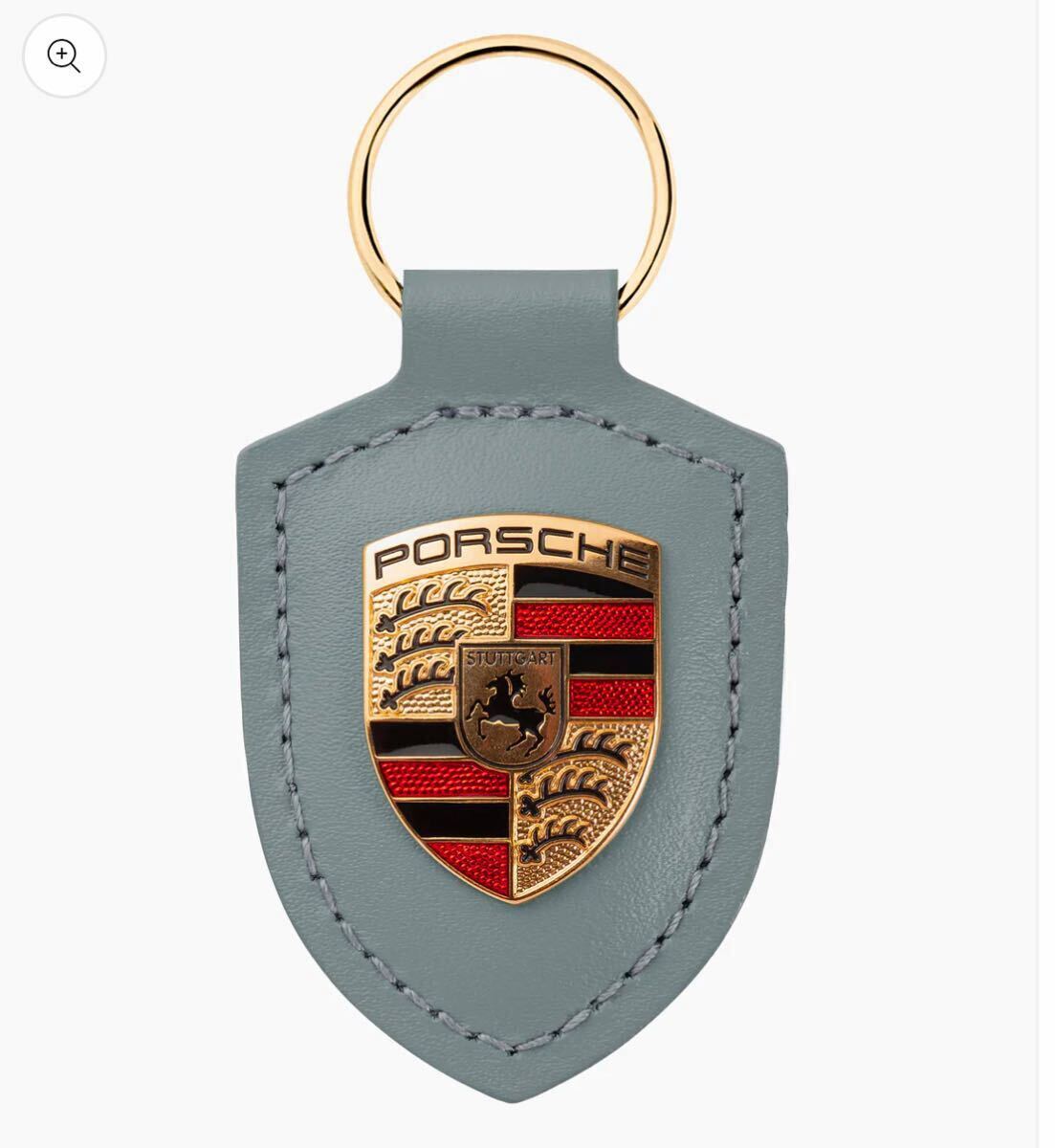 新品未使用 限定品 Porsche レザークレストキーホルダー ショアブルー ポルシェ拍卖