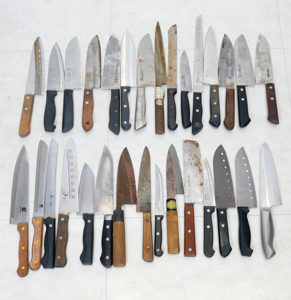 ▲(R710-H204) 1円~ 包丁 大量まとめ 計30本 堺秀吉/古杉/土佐一/南蛮船/國重作/春宗/ひろみ/HENCKELS 等 和包丁 洋包丁 刃物 調理器具拍卖