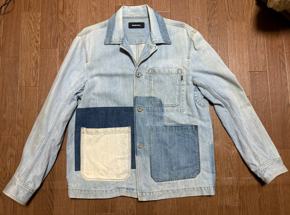 ★激安レア★ディーゼルDIESELデニムジャケット/Gジャン★MADE IN ITALY★Sサイズ大きめ★パッチ.リメイク仕立て★古着扱い拍卖
