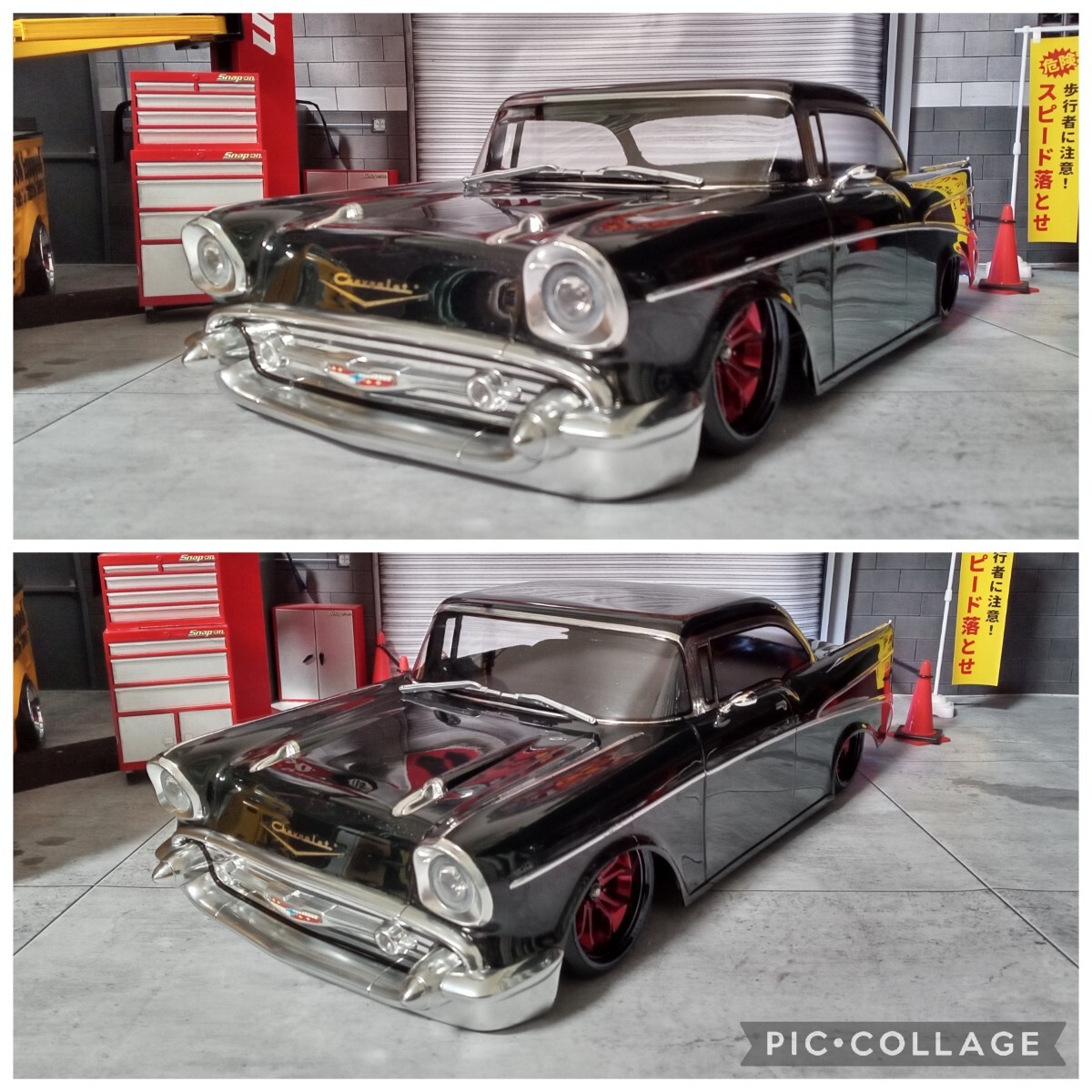 PARMA社製 1957 シボレー シェビー ベルエア 2ドアクーペ改 エアサス風無段階車高調仕様拍卖