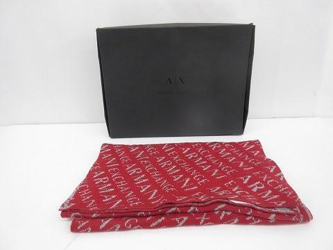 優良品 アルマーニエクスチェンジ Armani Exchange ロゴ マフラー ストール レッド メンズ 服飾小物拍卖
