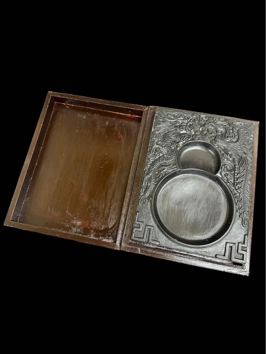 A11632 唐物 中国 硯 書道具 鳳凰図 拍卖