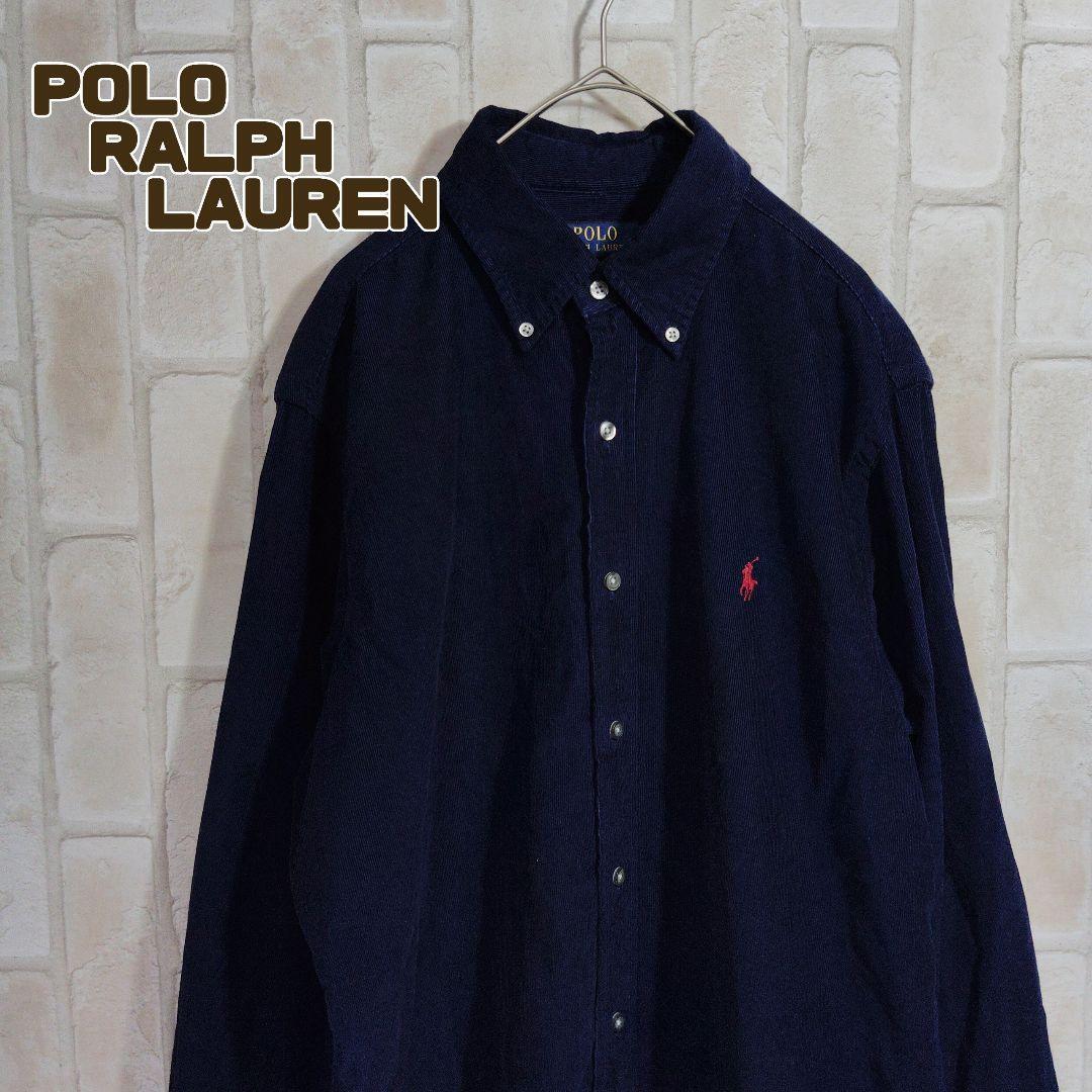ポロラルフローレン シャツ 長袖 ネイビー コーデュロイ 現行タグ拍卖