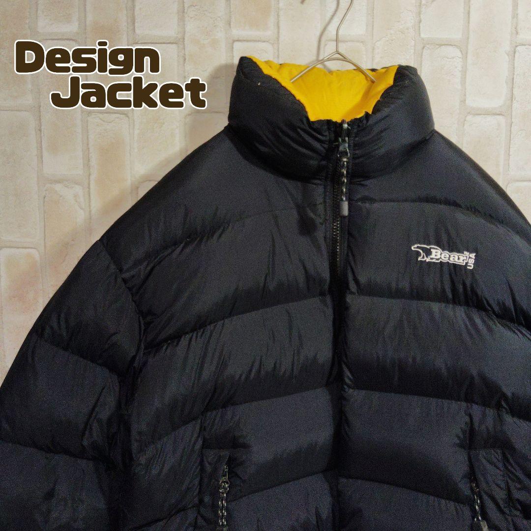 ベアー ダウンジャケット 刺繍 リバーシブル 黒 イエロー拍卖