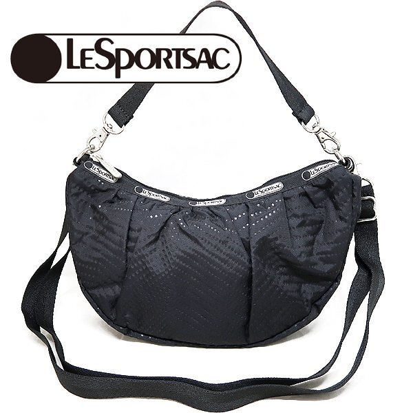 DKG★送料無料★ 美品 LeSportsac レスポートサック ハーフムーン ドット ショルダー 2WAY バッグ 三日月形 ブラック ショルダーバッグ拍卖