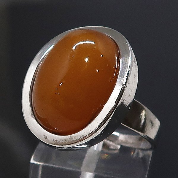 DKG★送料無料BVA514★ アンバー 琥珀 シルバー リング 15号 調整可能 こはく アンバー 指輪 #15拍卖