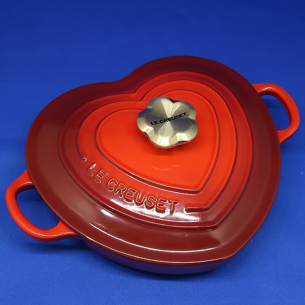 DKG★送料無料★ 未使用 LE CREUSET ルクルーゼ ダムール ディッシュ 20cm 鍋 ハート型鍋 浅型両手鍋 ハート 浅型 両手鍋 ゴールドつまみ拍卖