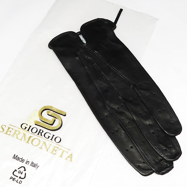 DKG★送料無料 SG25★ 未使用 SERMONETA セルモネータ グローブス イタリア製 男女兼用 片手 ゴルフ手袋 レザー ゴルフグローブ ブラック 7拍卖