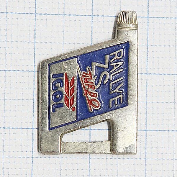 DKG P3326★ PINS ピンズ ピンバッチ ピンバッジ ピンバッヂ RALLYE ZS TURBO IGOL オイル ラリー車 オイル容器 イゴール石油拍卖