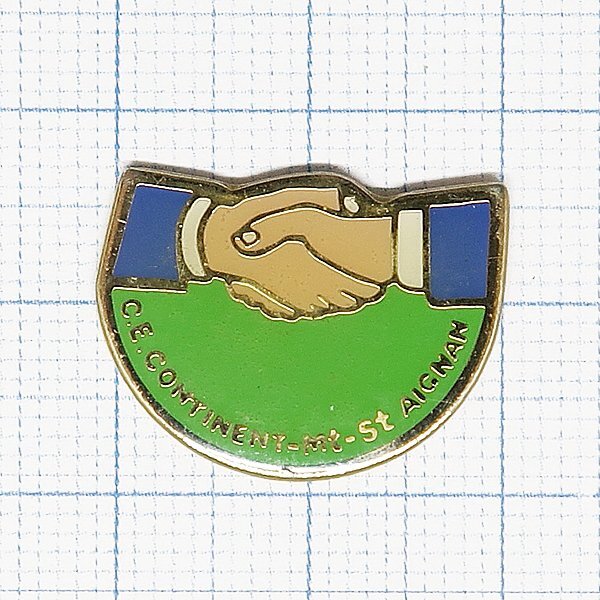 DKG P3041★ PINS ピンズ ピンバッチ ピンバッジ ピンバッヂ 握手 C.E.CONTINENT - MT - st AIGNAN 西ヨーロッパ モンタナ州 サンテニャン拍卖