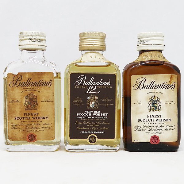 DKG★ 古酒 Ballantine's バランタイン 12年 ファイネスト ミニボトル 約 50ml 3本 ( 特級 2本含む) スコッチ ウイスキー バラン 飲み比べ拍卖