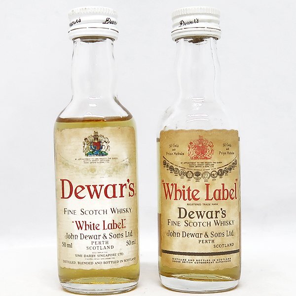 DKG★ 古酒 Dewar's デュワーズ White Label ホワイトラベル FINE SCOTCH WHISKY ファイン スコッチ ウイスキー ミニボトル 50ml 2本拍卖