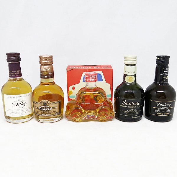 DKG★ ウィスキー特級 古酒 SUNTORY RESERVE サントリー リザーブ 10年 シェリー樽仕上げ ウィスキー シルキー 車 ミニボトル 5本 飲み比べ拍卖