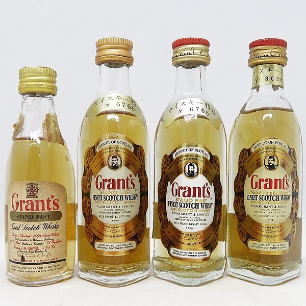 DKG★ 古酒 Grant's WHISKY グランツ スコッチ ウィスキー ミニボトル 約 50ml 4本 ( 特級 3本含む) スコッチ ウィスキー 43%拍卖