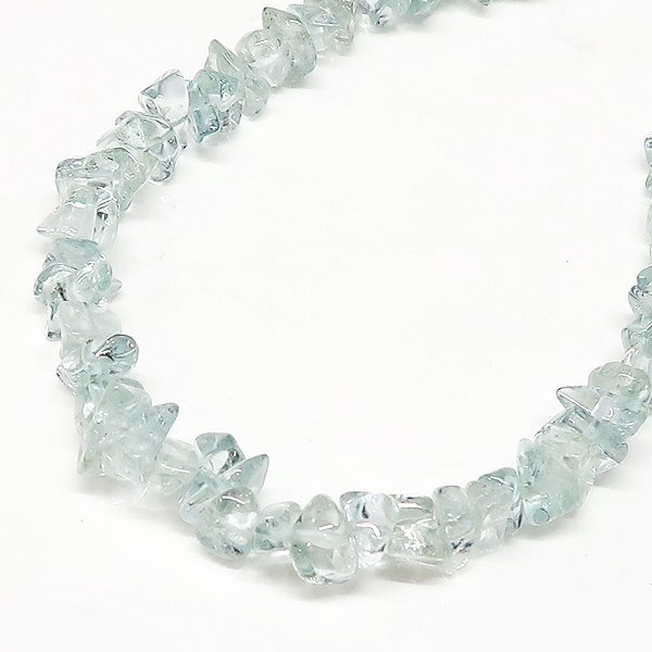 DKG★送料無料 BNS69★ 天然石 アクアマリン 水宝玉 さざれ石 連 ネックレス アクアマリンネックレス 約43cm 約28.3g拍卖