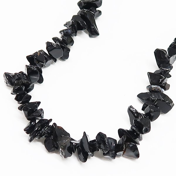 DKG★送料無料 BNS127★ オニキス さざれ ブラック アゲート 黒瑪瑙 ネックレス 約40cm 約34g ブラックアゲート 黒瑪瑙ネックレス拍卖
