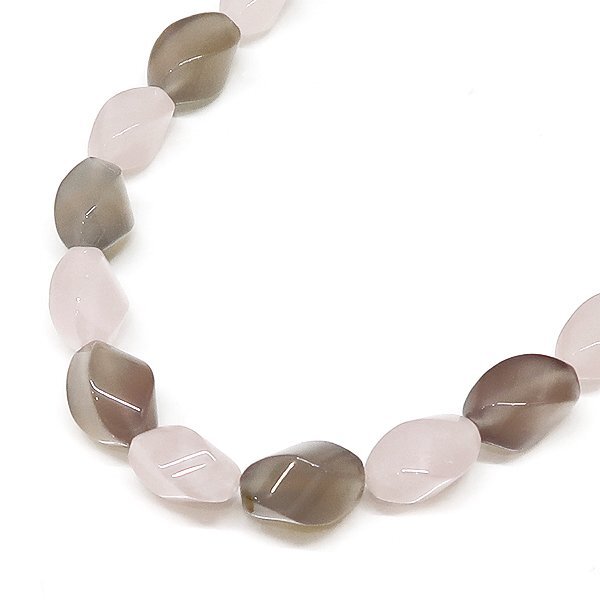 DKG★送料無料 BNS56★ 天然石 ローズクォーツ グレーアゲート ネックレス 約41cm 紅水晶 灰瑪瑙拍卖