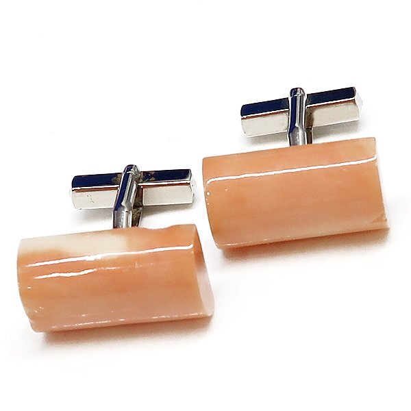 DKG★送料無料 BVA536★ 桃珊瑚 ピンク サンゴ カフス 珊瑚 カフリンクス カフスボタン ピンクサンゴ コーラル 珊瑚カフス拍卖