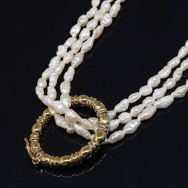 DKG★送料無料★ 美品 ケシパール 3連 ロングネックレス 約90cm パール ネックレス パールネックレス 3本 一組拍卖