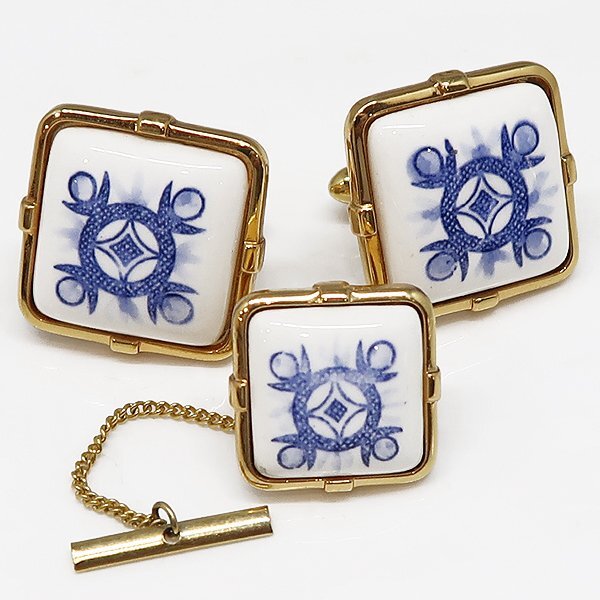 DKG★送料無料 BVA826★ SWANK スワンク 陶器製 カフス & タイタック 陶器 カフリンクス ネクタイピン SWANKカフス SWANKタイピン拍卖